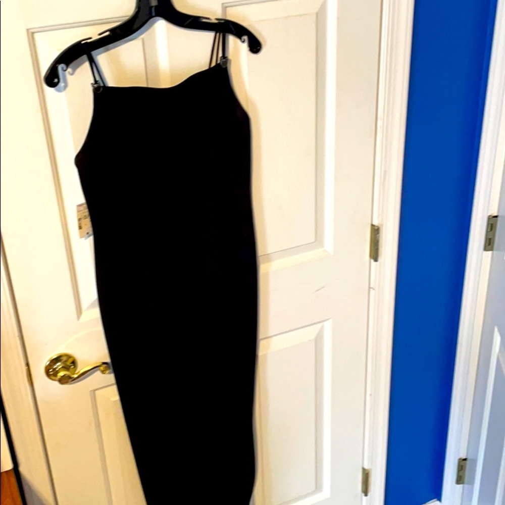 Tahari black long sleeveless column dress sz6 NWT